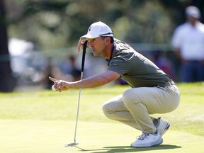 Mike Weir of Bright's Grove, Ont., plays in the opening round of the Shaw Charity Classic at the Canyon Meadows Golf and Country Club in Calgary on Friday, August 13, 2021. Darren Makowichuk/Postmedia