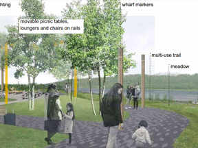 One of several design concepts for the Waterfront Park. The RMWB is asking for public feedback on the project's design. Supplied Image courtesy RMWB