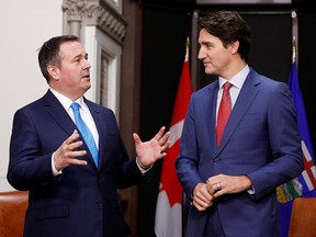 Prime Minister Justin Trudeau met with Alberta Premier Jason Kenney and Calgary Mayor Naheed Nenshi in Calgary on Wednesday, Jul. 7, 2021.
