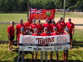 The Tara Nickason Construction Twins under-14 team pose for a team photo after finishing fourth at the 2021 Eastern Canadian championship tournament in New Brunswick.

Back row from left to right: manager Heather Zettle, Head coach Jordan Baumber, Will McNamara, Wyatt Thomas, Hudson Wiles, Kieran McComb, Coke Hall, Reed Solomon, asst. coach Ryan Solomon, asst. coach Ty McComb. Front row: Grayden McKnight, Reid Thompson, Hudson Maisenneuve, Cayden Holmes, George Patterson.