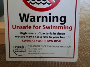 Signs like this have been posted at Southampton Beach on the recommendation of the Grey Bruce Health Unit. (Supplied by health unit)