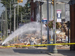 Wreckage is shown from an explosion in downtown Wheatley, a Chatham-Kent town with a recent history of toxic-gas leaks. Photo taken Friday Aug. 27, 2021, about 15 hours after the blast that sent seven to hospital. (Dax Melmer/Windsor Star).