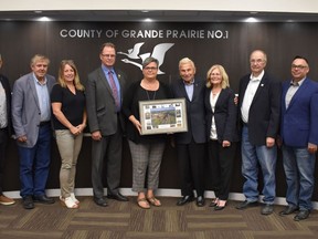 Walter Paszkowski was officially recognized by The County of Grande Prairie for his induction in to the 2020 Alberta Agricultural Hall of Fame. County Reeve Leanne Beaupre presented the award to the former farmer and politician.