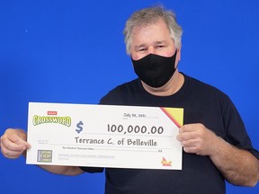 Terrance Cassidy of Belleville recently won the $100,000 top prize with Instant Crossword Tripler. SUBMITTED PHOTO