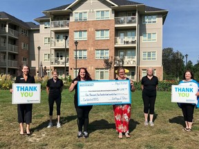 Pictured at the Wellings of Picton charity car wash are (from left) Shannon Coull, executive director of the PECMH Foundation; Cathy Kewley, Wellings of Picton; Jessica Yarrow, Wellings of Picton; Rachel Henry, general manager of the Wellings of Picton; Lynn Colwell, Wellings of Picton and Nancy Parks, Back the Build campaign co-chair. BRIAR BOYCE