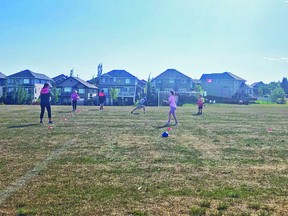 The first day of Beaumont's first Rookie Rugby Camp taking place outside of the Beaumont Sport and Recreation Centre. (Image supplied by Eden Suley)