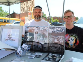 Artist Chad Leduc (left), of Brantford, and writer Johnny Cassidy, of London, debuted their new comic book, Sasquatch Klondike, on Saturday at Free Comic Book Day. Michelle Ruby