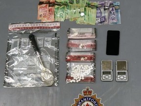 Brantford police said they seized suspected crack cocaine and prescription medication with an estimated street value of more than $1,000 during a search of a Colborne Street East motel.