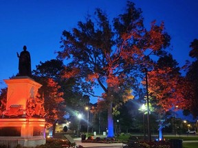 Victoria Park features an orange light display as a tribute to demonstrate Brantford's solidarity with Indigenous communities over the discovery of unmarked graves on the grounds of former residential school sites. The light display will end Sept. 1.