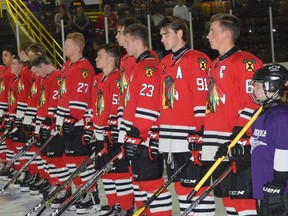 Opening night for the Brockville Braves in Sept. 2019. The Braves open the 2021-2022 regular season at the Memorial Centre on Friday night. File photo/The Recorder and Times
