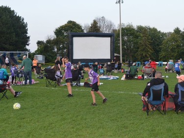 Multiple soccer games broke out as youngsters awaited the start of movie night at the Laurier fields in Brockville on Saturday.
The Recorder and Times