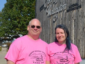 Michel and Julie Larose, shown here outside the visitor centre at Fort Wellington in Prescott last September, have organized the inaugural Twilight Fun Run to be held at the Port of Johnstown on Saturday, Sept. 25.
File photo/The Recorder and Times