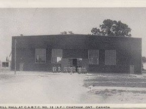 The No. 12 Basic Training Camp drill hall later became Kinsmen Auditorium.