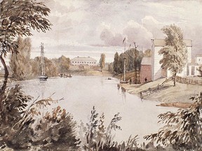 The Thames looking east from the upper bend, 1837. From a painting by Lt. Col. P J Bainbrigge