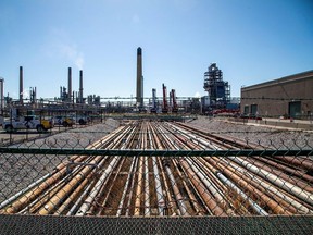 General view of the Imperial Oil refinery, located near Enbridge's Line 5 pipeline, which Michigan Governor Gretchen Whitmer ordered shut down in May 2021, in Sarnia, Ontario, Canada March 20, 2021.