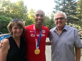 Cathy and Doug Ellison of Ellison Travel and Tours recently attended a celebration in London for gold medal decathlete Damian Warner. Ellison Travel has been a sponsor of the Olympic champ for the past few years. Handout