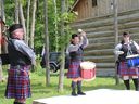 A pipergram at an ice cream shop/sugar camp south of Maxville, performed by members of the Glengarry Pipe Band (left to right) Chris McPherson, Nancy McKinnon and Shahna Summers.  Photo on Saturday, July 31, 2021, in Maxville, Ont.  Todd Hambleton/Cornwall Standard-Freeholder/Postmedia Network