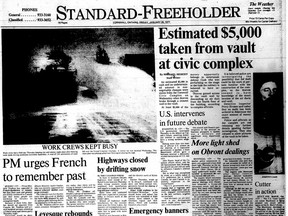 The front page of the Jan. 29, 1977, Standard-Freeholder.