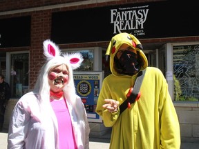 Brianna Mallette (Funtime Foxy) and Michael Ranger (Pikachu) at Cornwall Cosplay day. Photo on Saturday, August 14, 2021, in Cornwall, Ont. Todd Hambleton/Cornwall Standard-Freeholder/Postmedia Network