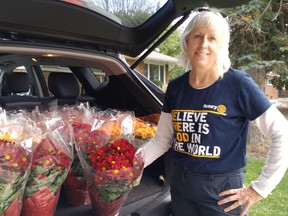 Rotary Club of Cornwall Sunrise current president Jennifer Deschamps ready for a Mums for Thanksgiving delivery last fall. Handout/Cornwall Standard-Freeholder/Postmedia Network