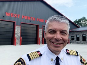 Bill Hunter recently marked 10-years as joint fire chief of the departments in West Perth and Perth East. ANDY BADER/MITCHELL ADVOCATE