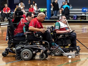 Powerhockey is a parasport for individuals with physical disabilities who use a power wheelchair. The sport is inclusive by nature, allowing para-athletes of varying disabilities to participate together, regardless of gender or age. Photo by PowerHockey Canada
