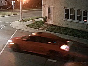 Kingston Police are asking for the public's help in identifying a red vehicle that may have been involved in a shooting in the 500 block of Alfred Street on Sunday, Aug. 29, 2021. Kingston Police/Supplied Photo