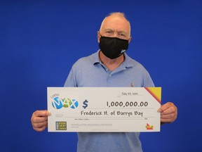 Frederick Hubbard of Barry's Bay had the winning ticket for a MAXMILLIONS prize worth $1 million from the June 15, 2021 LOTTO MAX draw.