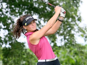 Karolyn Rombouts tees off on the ninth hole at Willow Ridge Golf & Country Club in Blenheim, Ont., during a Jamieson Junior Golf Tour event July 12, 2021. Mark Malone/Chatham Daily News/Postmedia Network