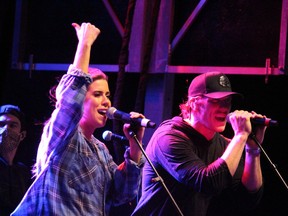 The Reklaws, Jenna Walker and Stuart Walker, perform at Sarnia's Rocking the Runway drive-in concert in October 2020.