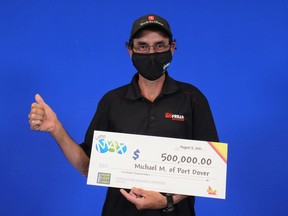 Michael Maxwell of Port Dover split a $1-million prize with another Maxmillions ticket winner in the June 18 Ontario Lottery Corporation LottoMax draw.