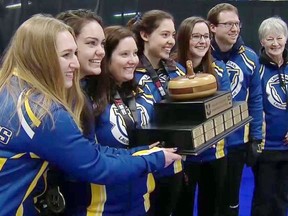 Laurentian University's championship-winning women's curling team.