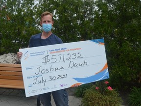 Joshua Daub of Sudbury has won July's $571,232 HSN 50/50 Cash Lottery for The North Grand Prize Jackpot. August's 50/50 draw is now live at www.hsn5050.ca. Supplied