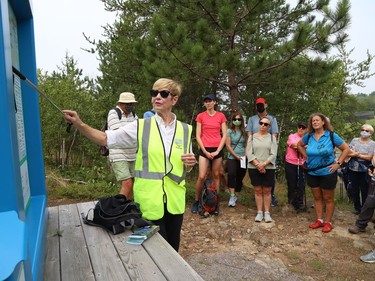 About 50 people, separated into two groups, participated in a walking exploration of Laurentian University's greenspace and trails in Sudbury, Ont. on Thursday August 5, 2021. The event, hosted by Coalition for a Liveable Sudbury, held the event to make community members aware of the importance of the greenspace and trail system at Laurentian, and why the land should be protected and not sold off. John Lappa/Sudbury Star/Postmedia Network