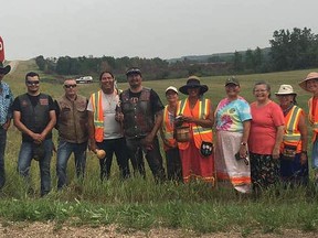 Tasha Beeds of Sudbury and nine other core walkers are conducting a ceremonial Water Walk for the Saskatchewan River. Supplied