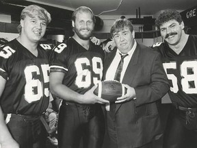 Sudbury football legend Kari Yli-Renko and Canadian comedy great John Candy join Gerald Roper (65) and Rob Smith (58). Supplied