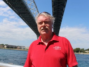 Sarnia Mayor Mike Bradley stands under the Blue Water Bridge in Point Edward. Paul Morden/Postmedia Network