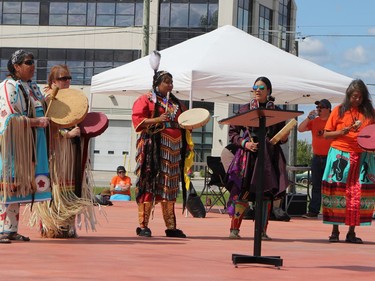 The welcoming ceremony for Patricia Ballantyne in Timmins Sunday afternoon including a performance by the New Moon Singers.

RON GRECH/The Daily Press