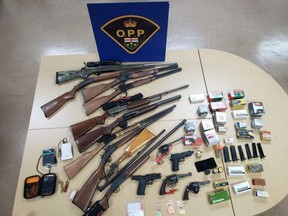 Hearst OPP released this photo of the firearms seized from a residence after officers responded to a report of domestic violence in a community south of Hearst. A 61-year-old individual was arrested.

Supplied