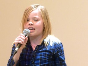 Sara Banman sings 'The Climb' during the 2015 Bayham Has Talent show at the Vienna Community Centre. (Chris Abbott/File photo)