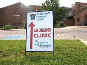 The mass immunization clinic at the Tillsonburg Community Centre's Lions Auditorium, now open on Fridays, will be closing after August 27. The health unit has many pop-up clinics scheduled across Oxford and Elgin counties in addition to the clinics in St. Thomas and Woodstock. (Chris Abbott/Norfolk and Tillsonburg News)