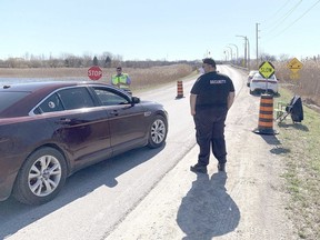 Walpole Island First Nation re-established a 24-hour bridge checkpoint on Aug. 6. A checkpoint was previously established in April 2020 as the number of COVID-19 cases rose. This time the check point will focus on stopping the flow of illicit drugs. File photo/Courier Press