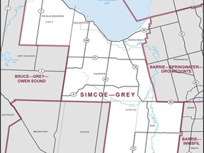 Elections Canada map of the federal Simcoe-Grey riding. Elections Canada.