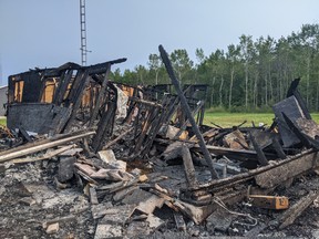 A fire completely destroyed a home at Neyaashiinigmiing early Tuesday morning. The home was one of four built by Habitat for Humanity Grey Bruce in the summer of 2018 in partnership with the Chippewas of Nawash First Nation. Photos supplied by Lynnette Ramsay, Lynn Dilworth, Melissa Millette.