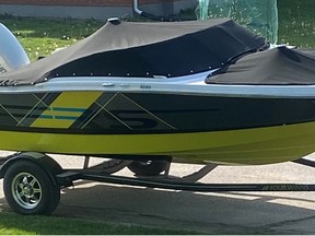 A yellow and black 2017 Four Winns reported stolen from Trout Lake. Submitted Photo