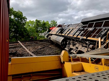 Jessie Freer took this close-up image of the Prescott derailment scene on Thursday. (SUBMITTED PHOTO)