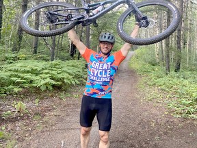 Timmins native Yves Viel took part in the Great Cycle Challenge Canada raising money for kids with cancer. Not only did he smash through his cycling goal, he raised $4,393 for the SickKids Foundation, to help fight kids’ cancer. SUBMITTED PHOTO