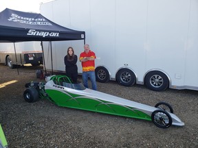 Fort Saskatchewan teen Keira Prodaniuk, 14, and her father Ken have had a successful summer season of drag racing. Photo Supplied.