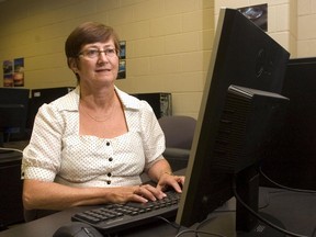 Mature student Valerie Chambers on the computer at Fanshawe College. Postmedia Network