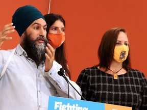 NDP leader Jagmeet Singh made a stop in Greater Sudbury on Sunday at the campaign office of Sudbury candidate Nadia Verrelli and Nickel Belt NDP candidate Andréane Chénier. Gino Donato/The Sudbury Star
